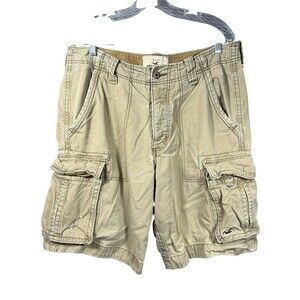Hollister Cargo Shorts Mens 33 Khaki Button Fly Grunge Y2K Style Distressed